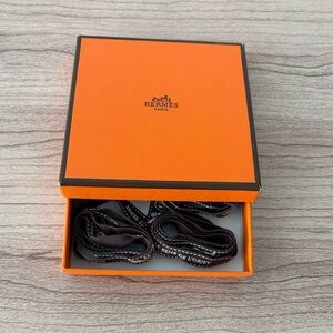 Hermès Orange Box with stamped Ribbons x 3